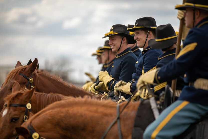 Mounted soldiers of the First Cavalry Division Horse Detachment from Fort Hood will ride in...