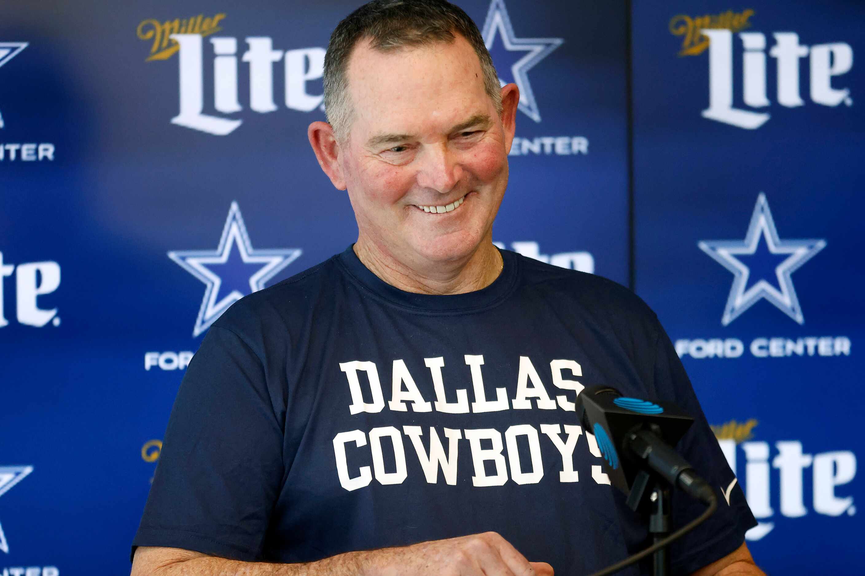 New Dallas Cowboys defensive coordinator Mike Zimmer addressed the media during an...