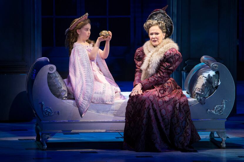 From left, Little Anastasia, played by Victoria Bingham, and Dowager Empress, played by Joy...