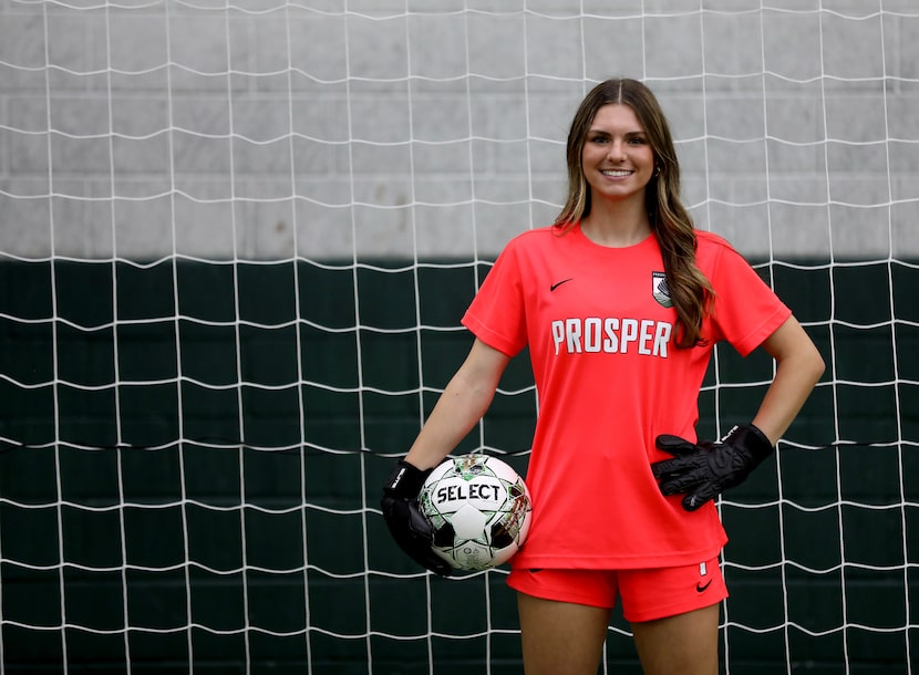 Prosper goalkeeper Maggie Manning, poses at the indoor facility at Prosper High School in...