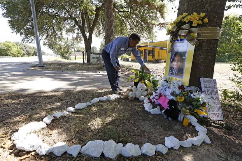  Frank Scott visits a memorial to Sandra Bland on Thursday, July 23, 2015, in Prairie View,...