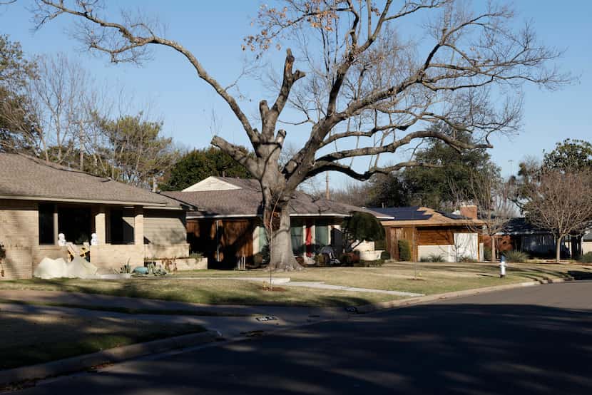 Single-family houses in the Wynnewood North neighborhood of Oak Cliff in Dallas on Tuesday.