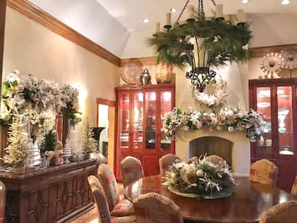 Dining room decorated for the holidays
