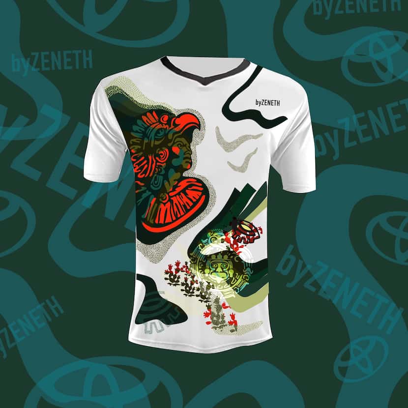 Designs of the jerseys created by Dallas artist Dora Reynosa, who teamed with Toyota for a...