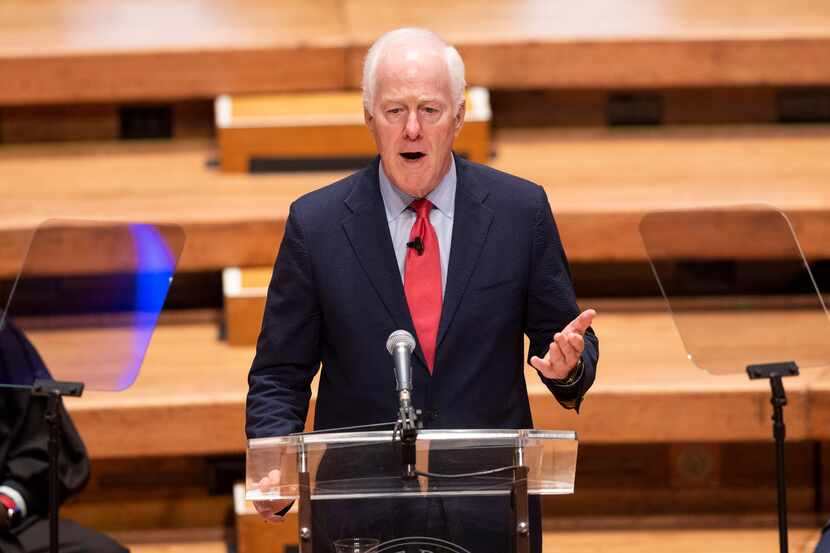 Sen. John Cornyn spoke during the Dallas City Council’s inauguration ceremony at the Morton...