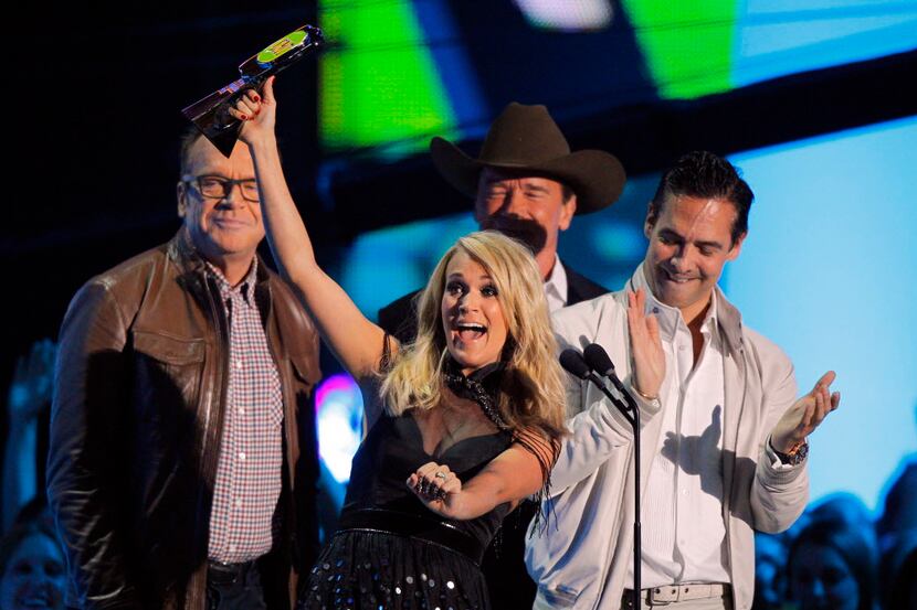Carrie Underwood accepts the award for video of the year for "Something in The Water" at the...