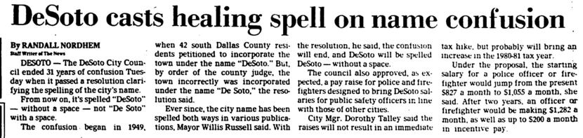 Clip from Feb. 20, 1980 from The Dallas Morning News.