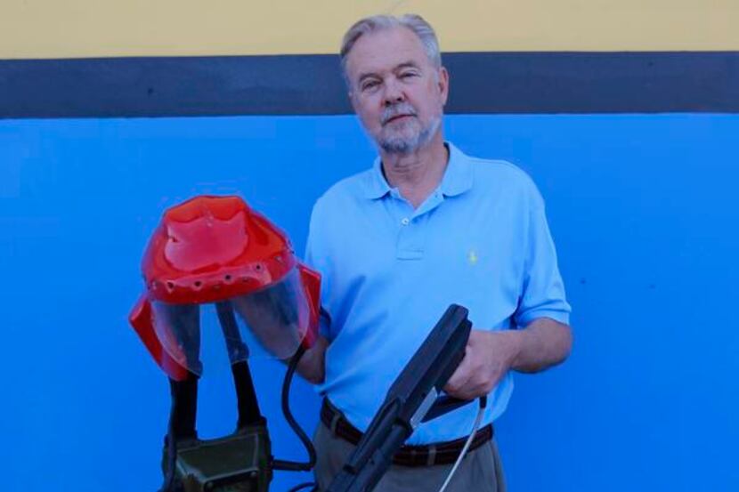 George Carter, who invented laser tag in Dallas in 1984, shows off some of the original gear...
