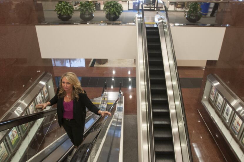 These escalators at 2100 Ross will be replaced by monumental stairs. The remodeling will...
