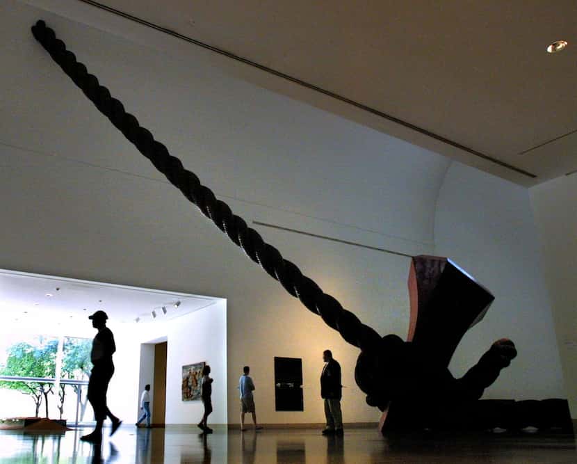 "Stake Hitch" by Claes Oldenburg and Coosje van Bruggen at the Dallas Museum of Art. This...