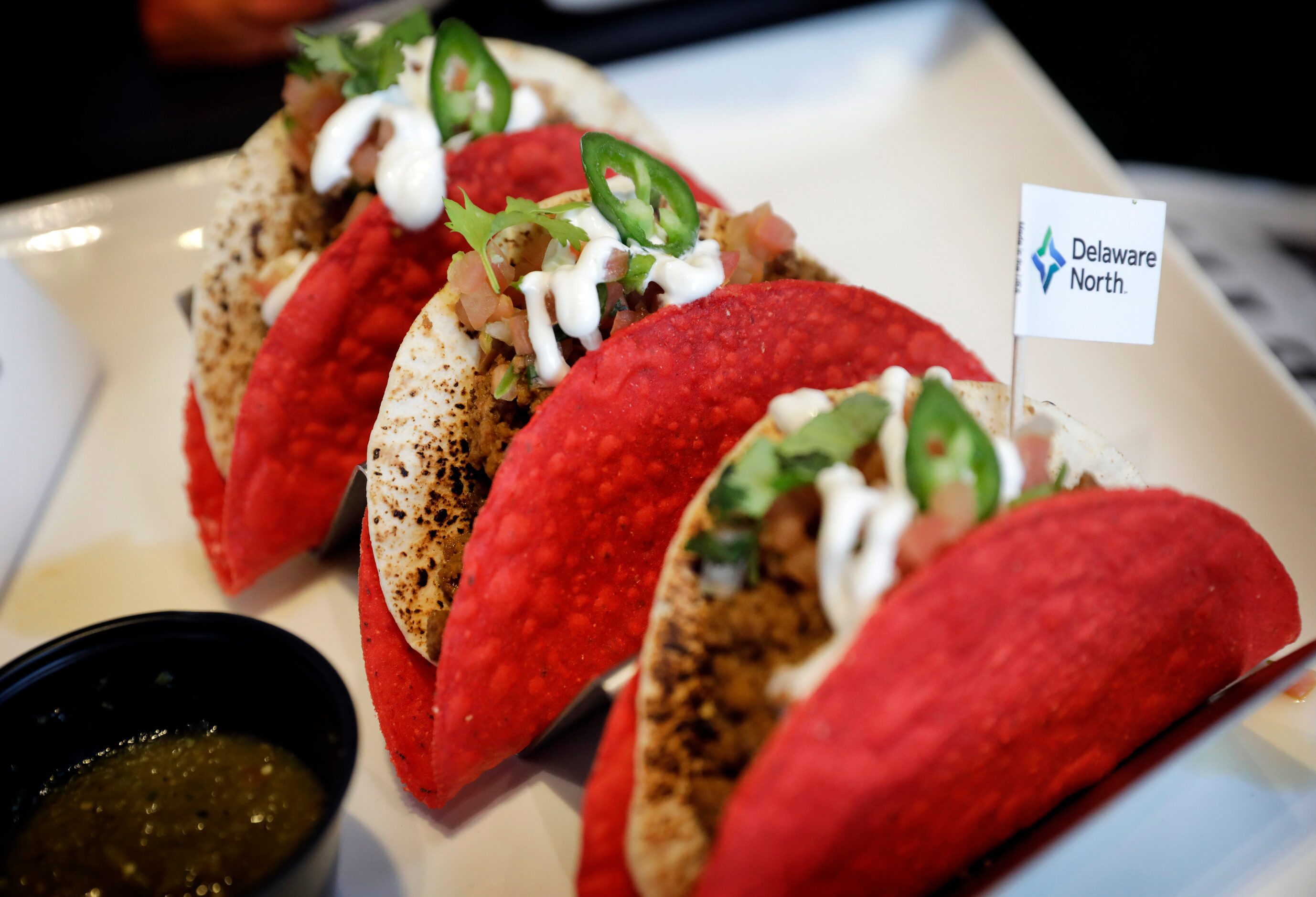 The Texas Rangers unveiled Texas Tacos, a menu item for the 2024 season at Globe Life Field...