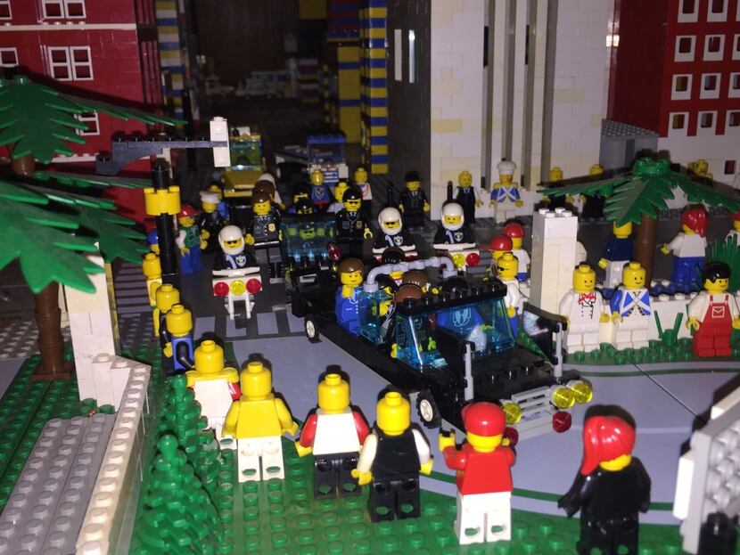 Zapruder film, limo appears, part of Eric Peschke's LEGO treatment of the Kennedy...