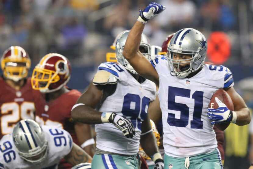 Dallas Cowboys defensive end Kyle Wilber (51) comes away with an RG# fumble near the goal...