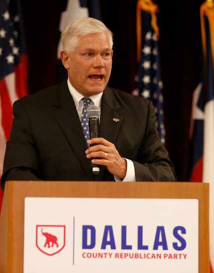 US Rep. Pete Sessions makes a victory speech at a Dallas County Republican watch party at...