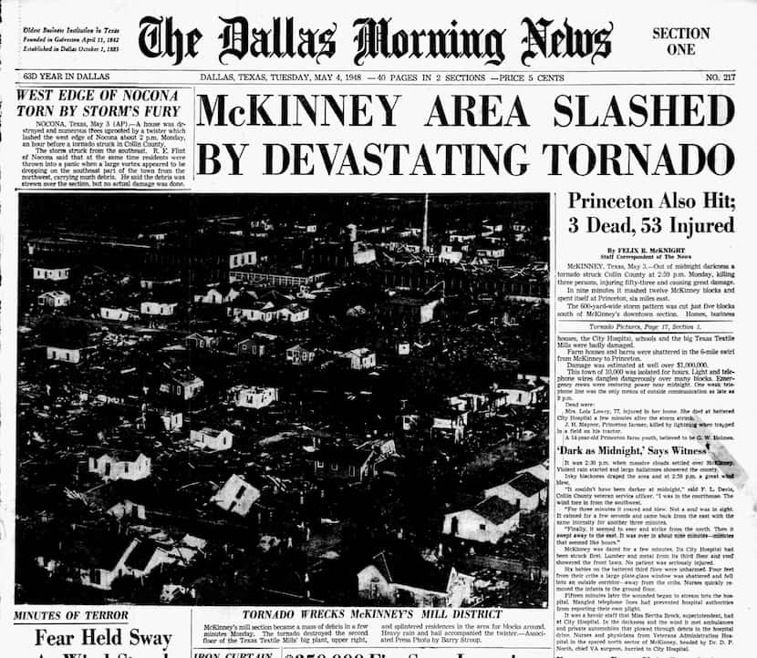 Dallas Morning News front page from May 4, 1948.