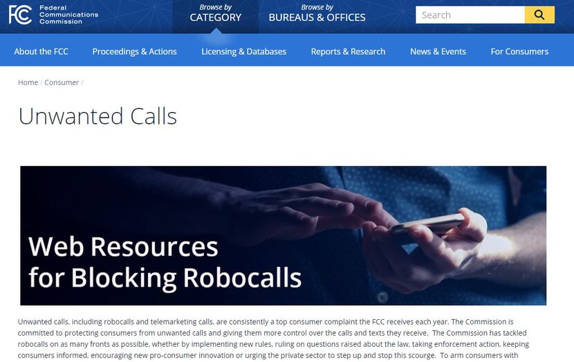 The website is fcc.gov/unwanted-calls.