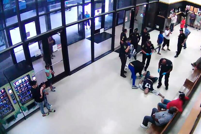 A scene from a 40-minute-long video released by the Dallas County Sheriff's Department, from...