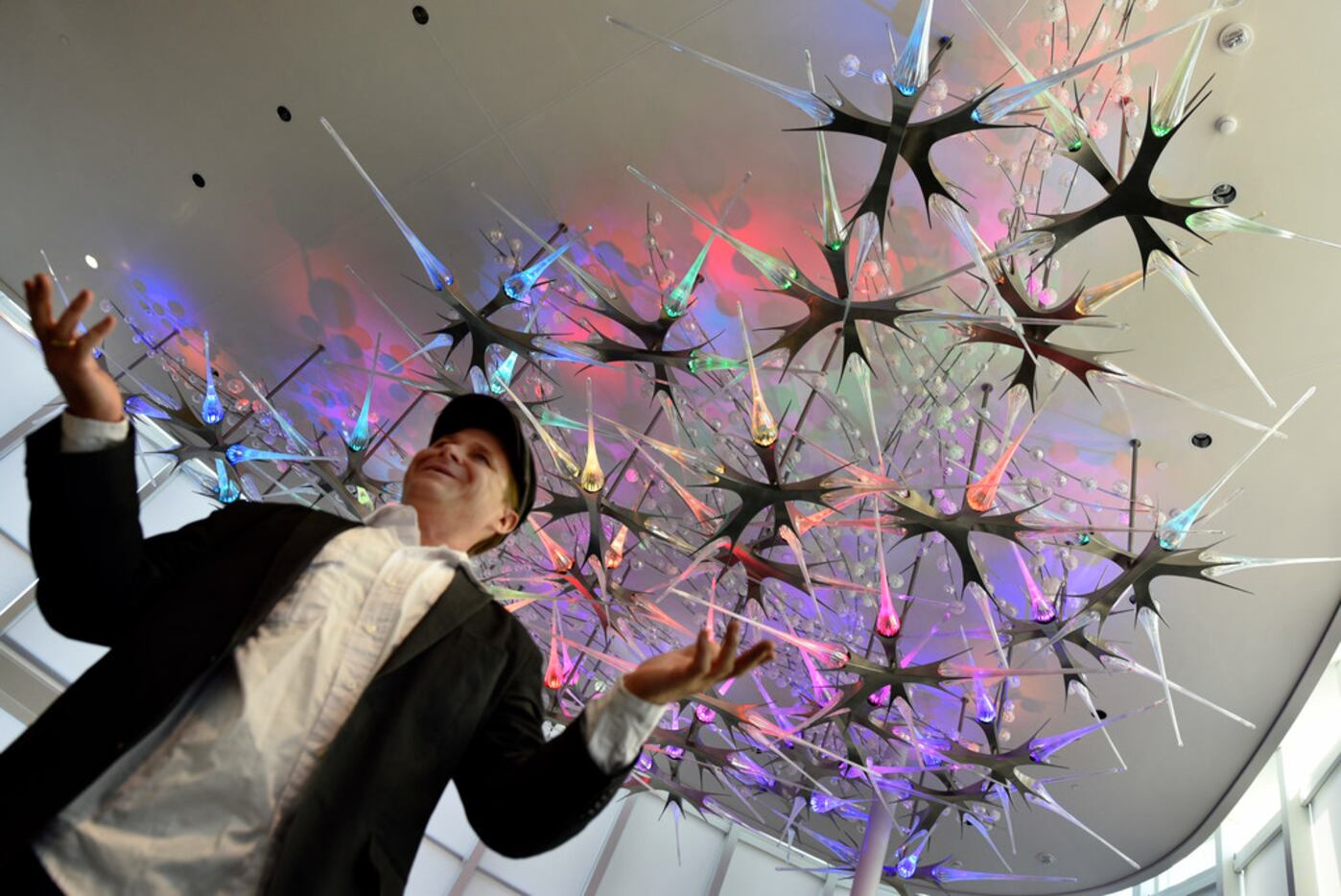 Glass artist David Gappa created this glass neuron installation titled "Introspection" to...