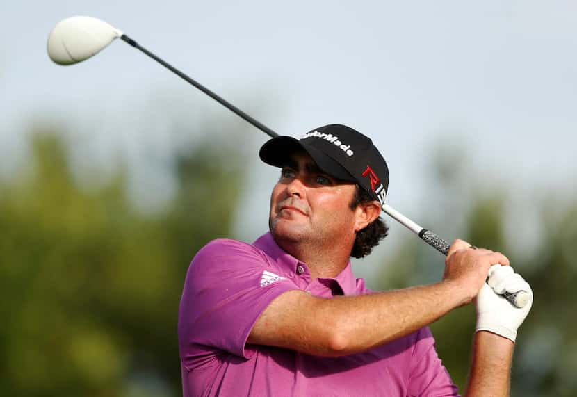 Steven Bowditch hits from the third tee during the AT&T Byron Nelson at TPC Las Colinas in...