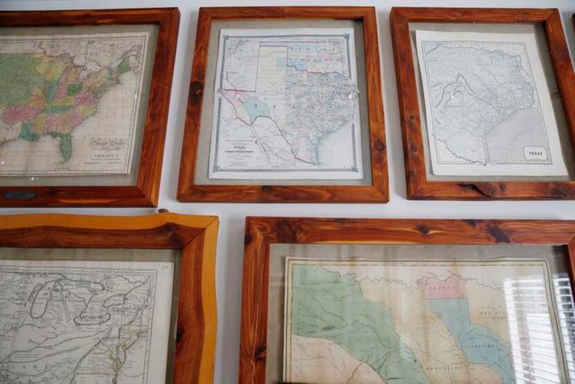 
Dallas collector George Tobolowsky made the frames for some of his maps from cedar trees he...
