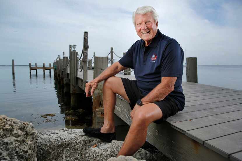 NFL Hall of Fame inductee Jimmy Johnson poses for a photo outside his Big Chill at...
