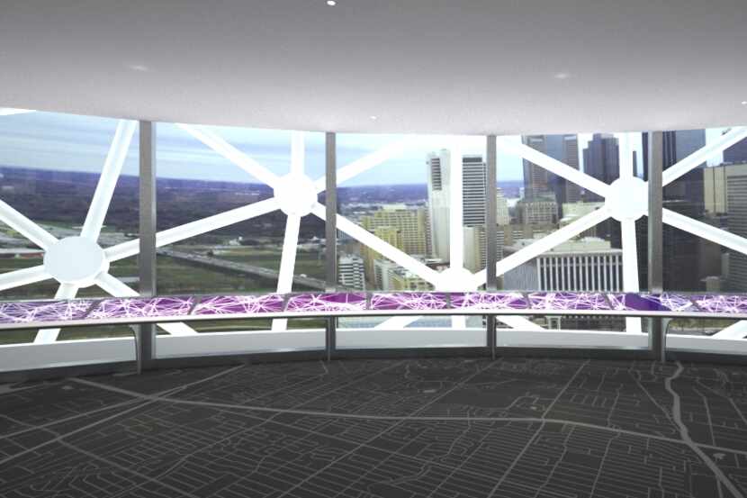 An artist's rendering of the inside of the new observation deck shows a planned map of...