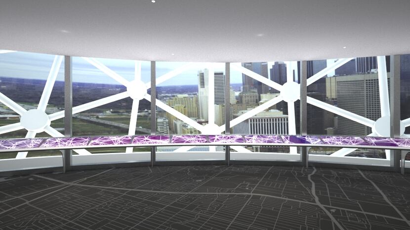 An artist's rendering of the inside of the new observation deck shows a planned map of...