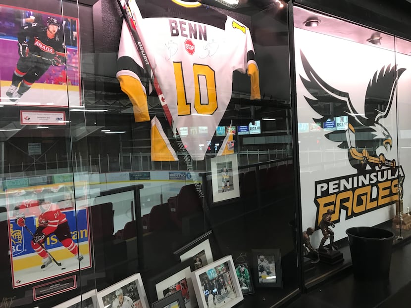 The Peninsula Eagles, a minor hockey team in Victoria, British Columbia, honor Jamie Benn...
