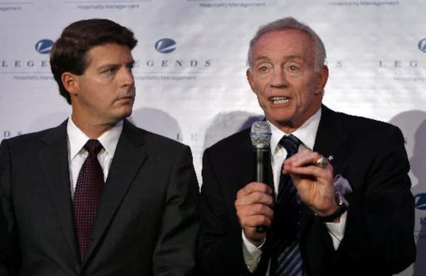 Hal Steinbrenner, left, co-chairman of the New York Yankees, joined Jerry Jones, owner of...