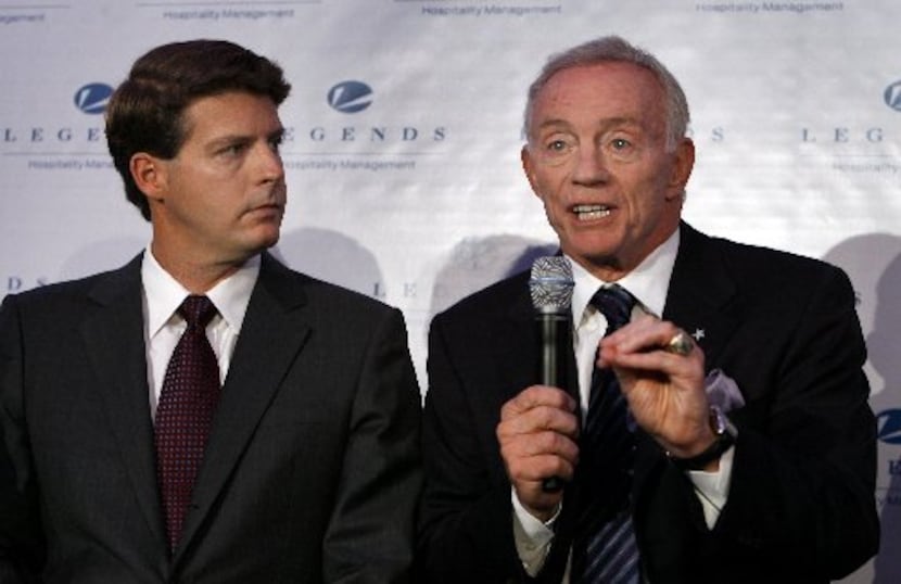 Hal Steinbrenner, left, co-chairman of the New York Yankees, joined Jerry Jones, owner of...