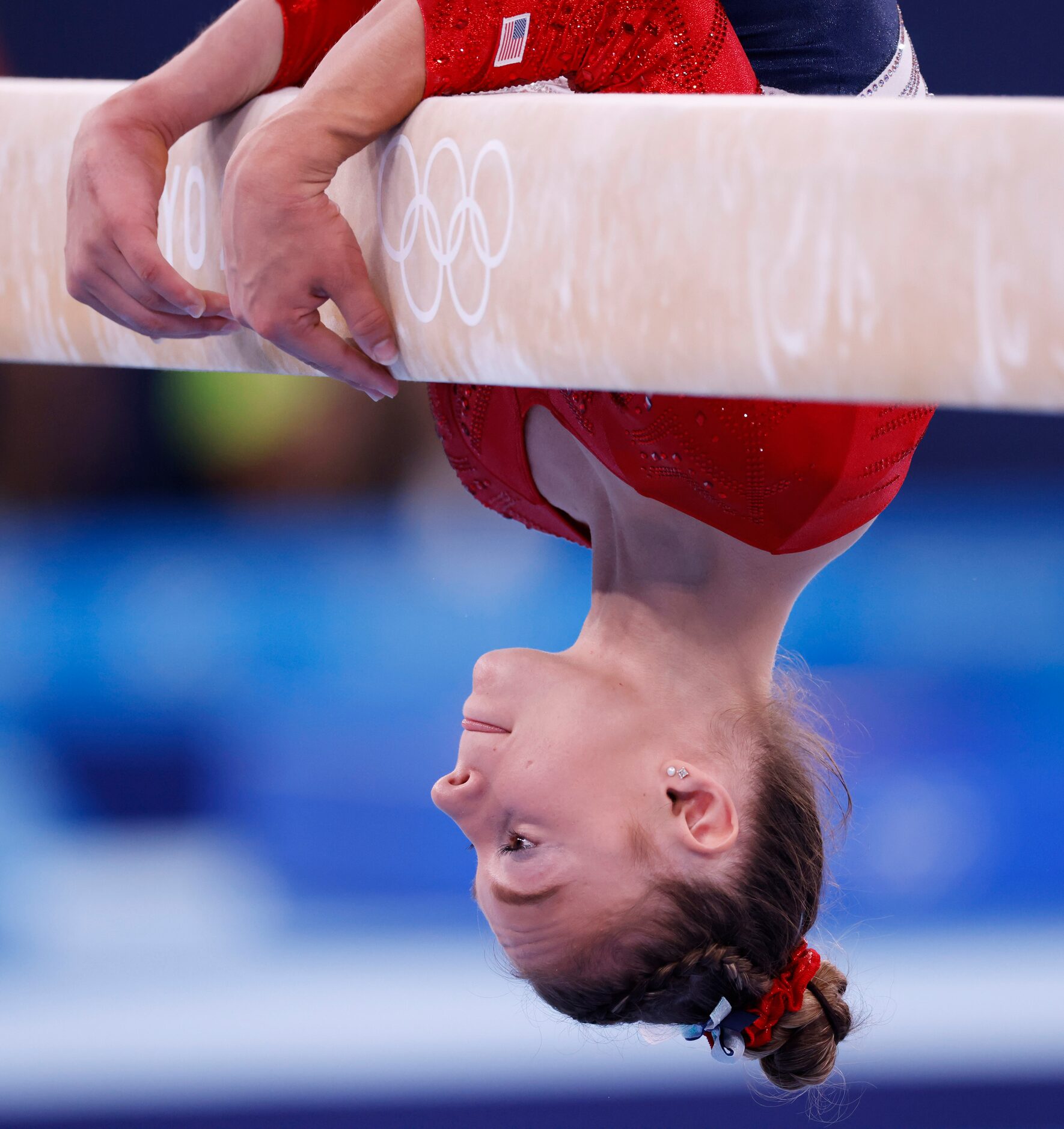 USA’s Grace McCallum competes on the balance beam during the artistic gymnastics women’s...