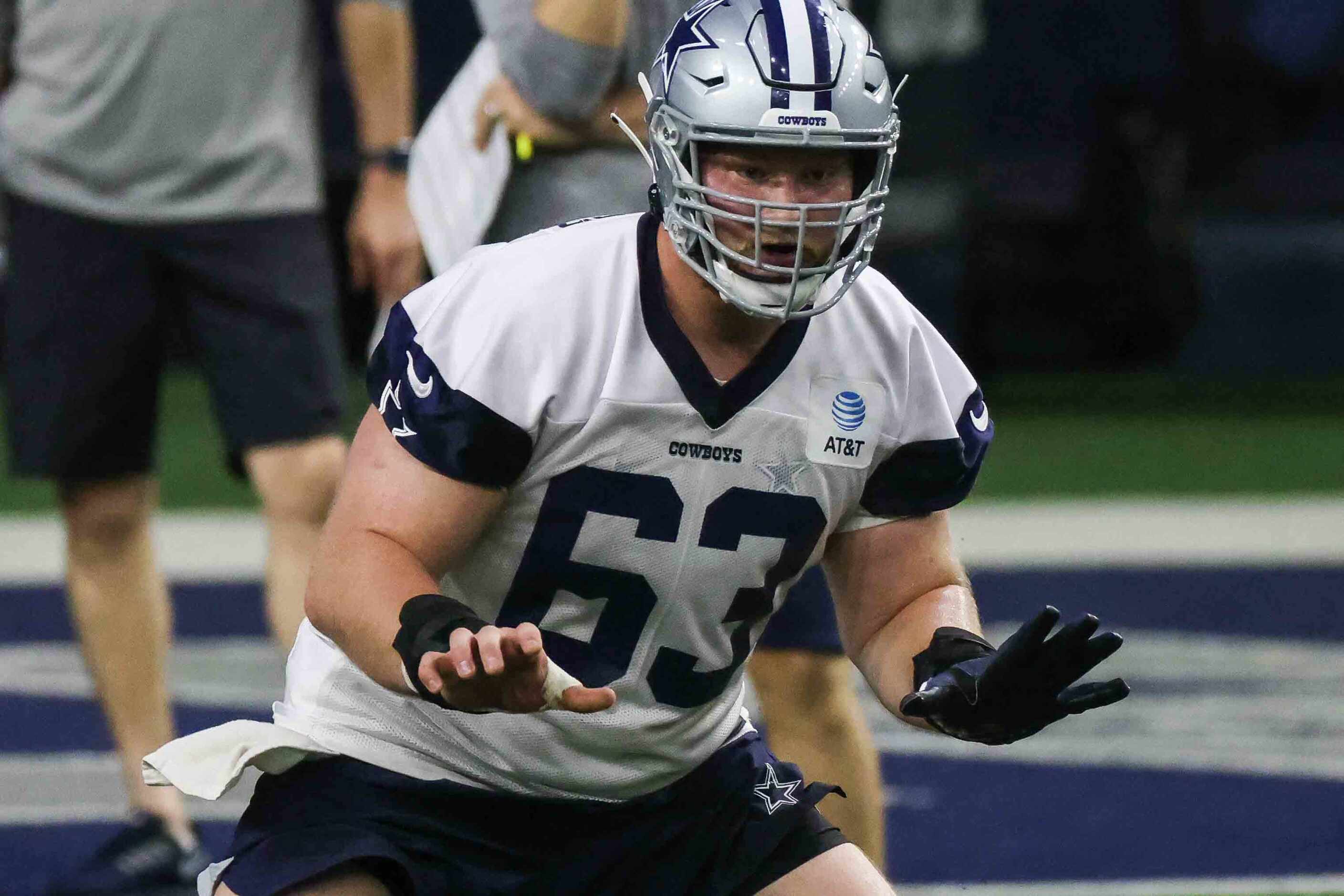 Center Tyler Biadasz, 63, during the Cowboys' full-squad offseason workouts at The Star in...