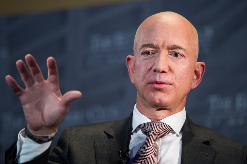 FILE - In this Sept. 13, 2018, file photo, Jeff Bezos, Amazon founder and CEO, speaks at The...