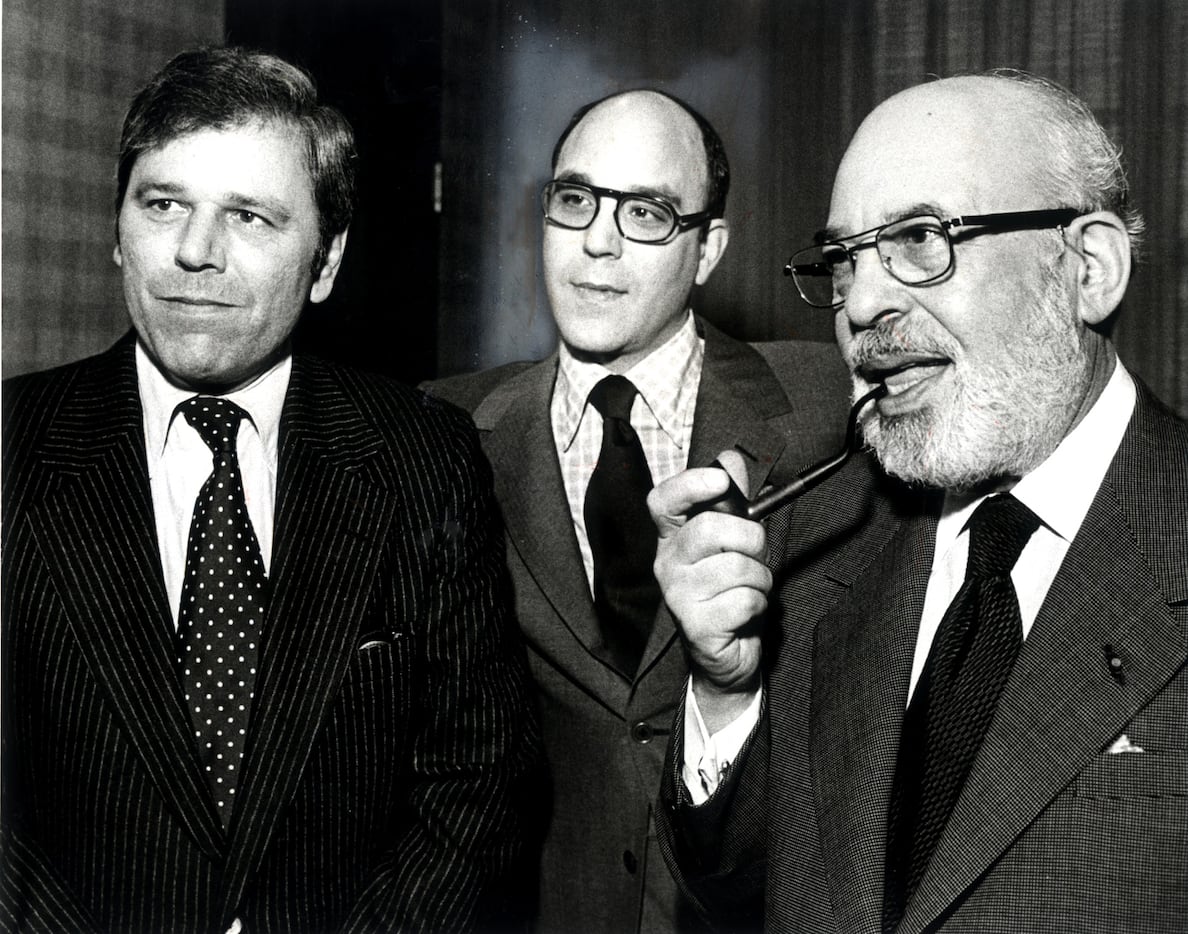 Richard Hauser, chairman; Richard Marcus, president, and Stanley Marcus on Jan. 31, 1975.
