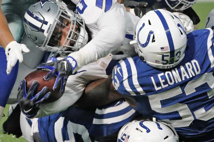 Ezekiel Elliott y los Cowboys cayeron 23-0 ante los Colts.(Louis DeLuca)
