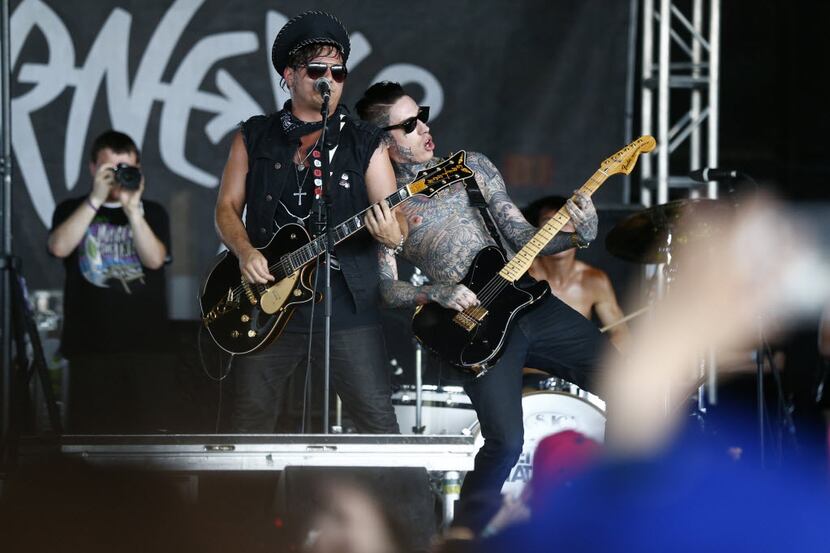 Metro Station performs during Vans Warped Tour at Gexa Energy Pavilion in Dallas Saturday,...