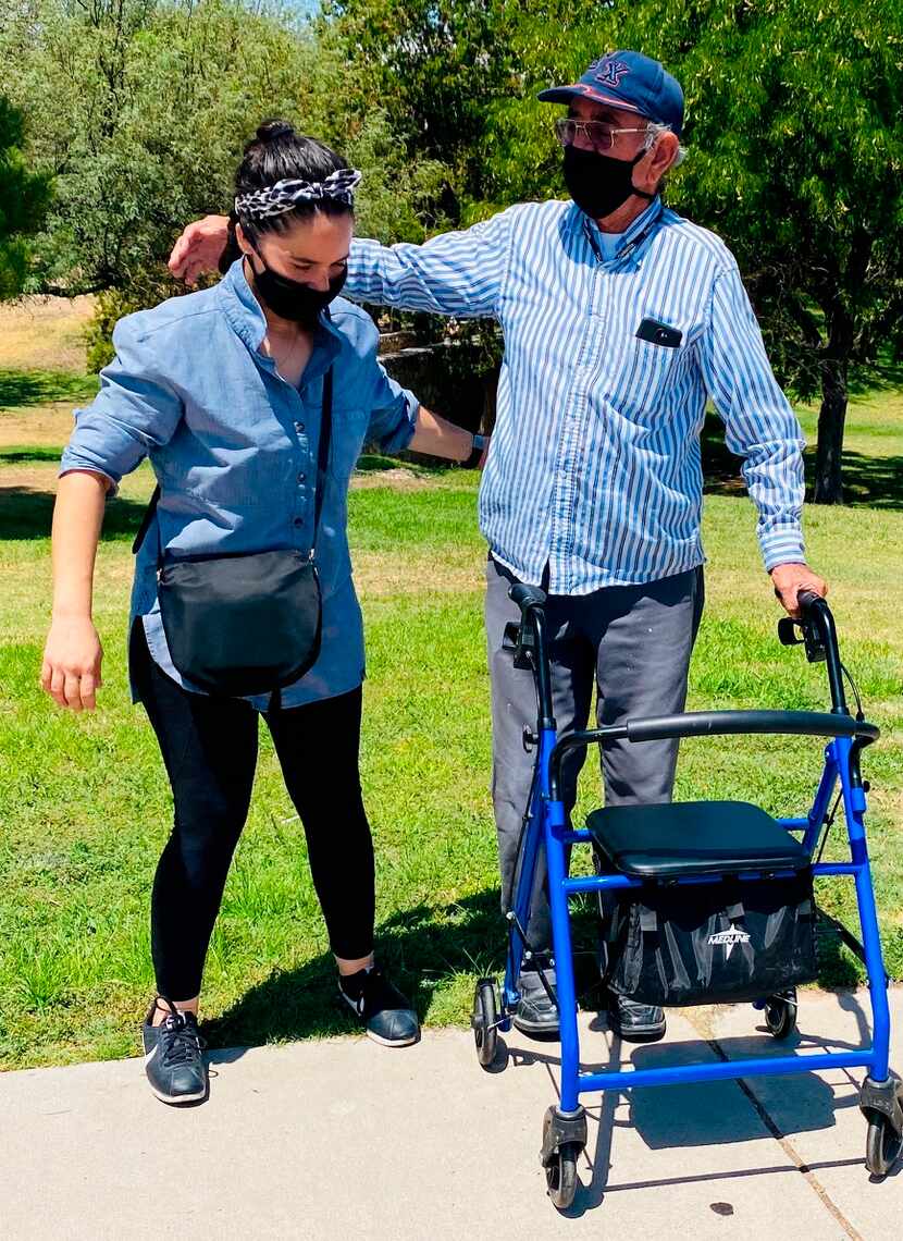 Adria Gonzalez and Eduardo Castro, survivors of a shooting on Aug. 3, 2019 at an El Paso...