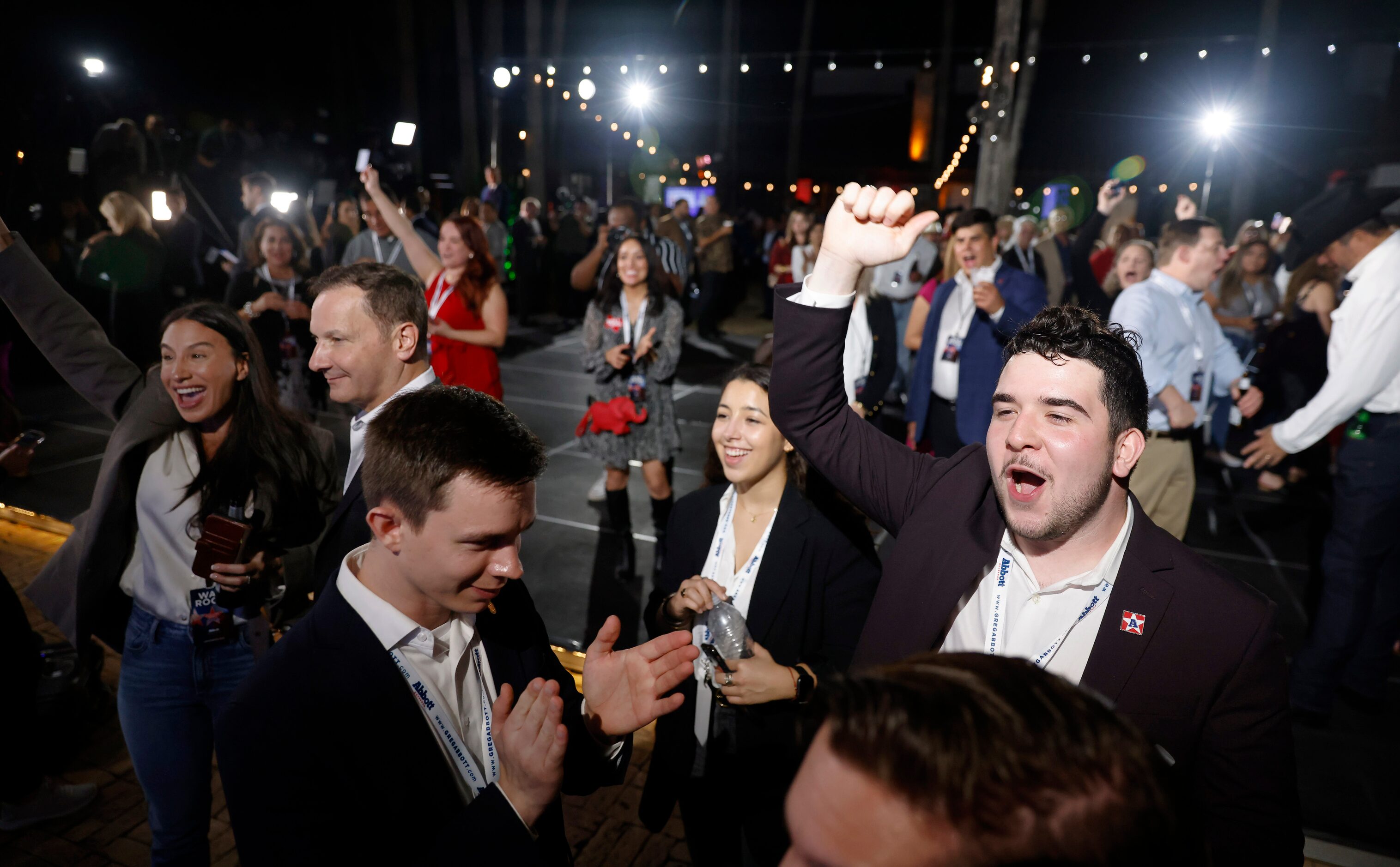 Supporters enjoyed themselves after seeing the results of Texas Governor Greg Abbott’s...