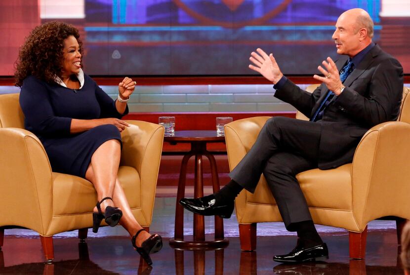 This Sept. 22, 2015 image released by CBS Media Ventures shows Oprah Winfrey, left, and Dr....
