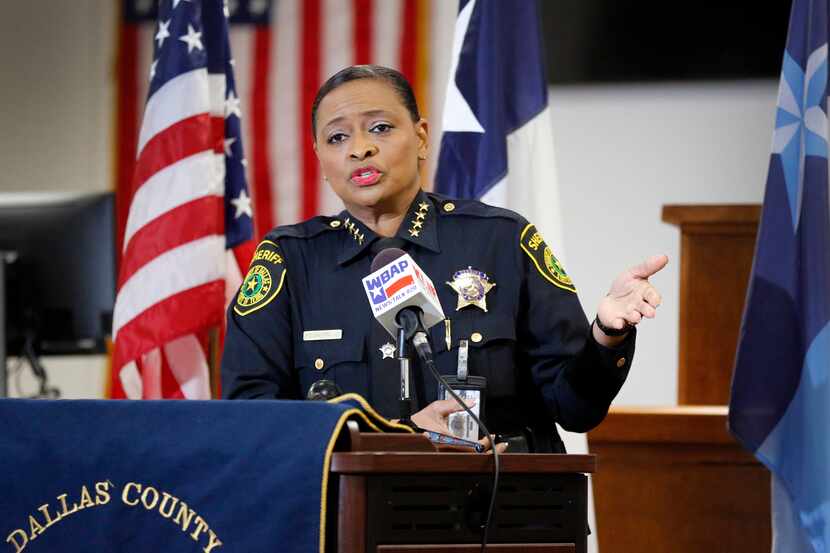 Dallas County Sheriff Marian Brown at a press conference at the Frank Crowley Courthouse,...