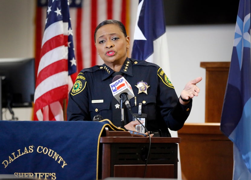 Dallas County Sheriff Marian Brown announces during a press conference at the Frank Crowley...