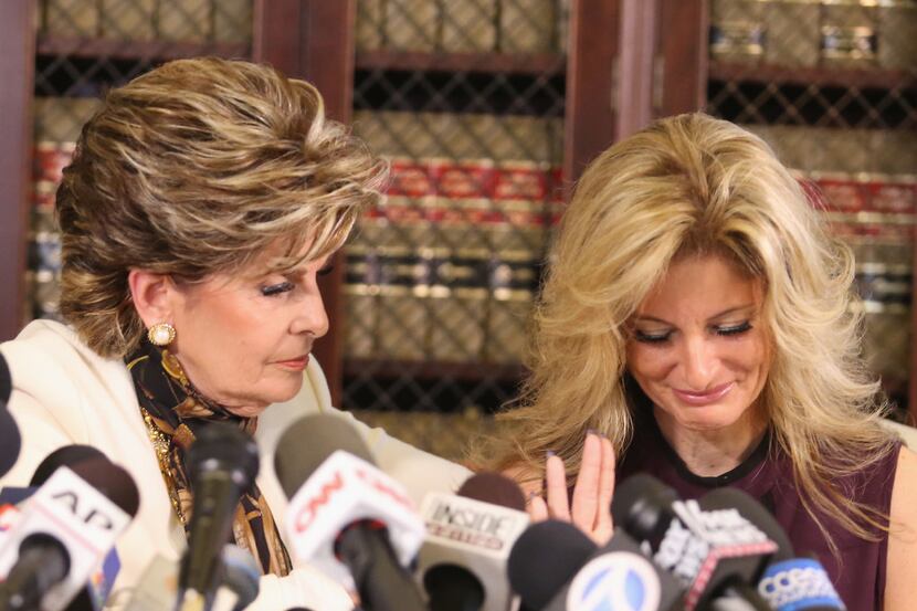 Attorney Gloria Allred (L) holds a press conference with Summer Zervos, a former candidate...