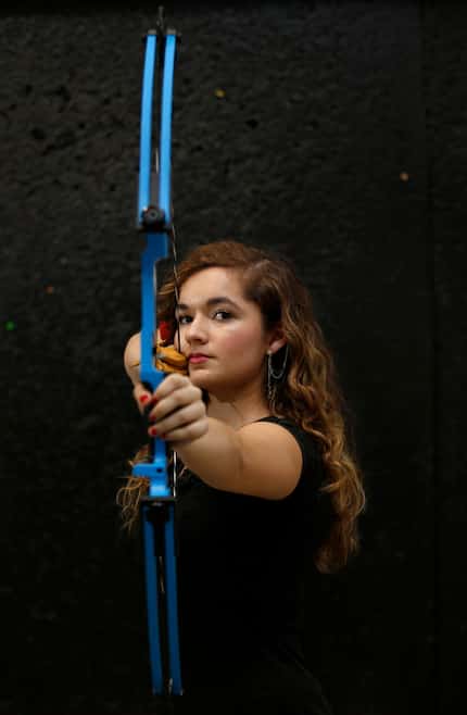 Allen's Dorothy Cobb poses for a portrait at Texas Archery Academy in Plano on Thursday,...