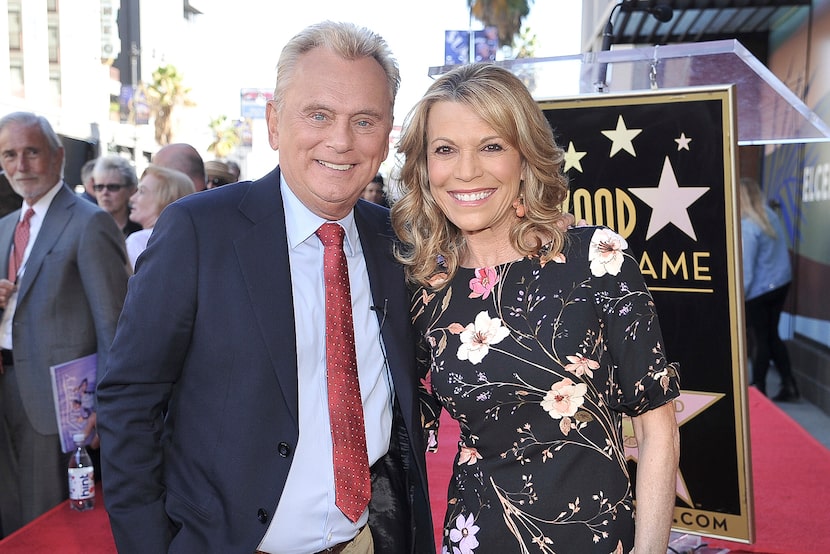 Pat Sajak and Vanna White from "Wheel of Fortune" attend a ceremony honoring TV producer...