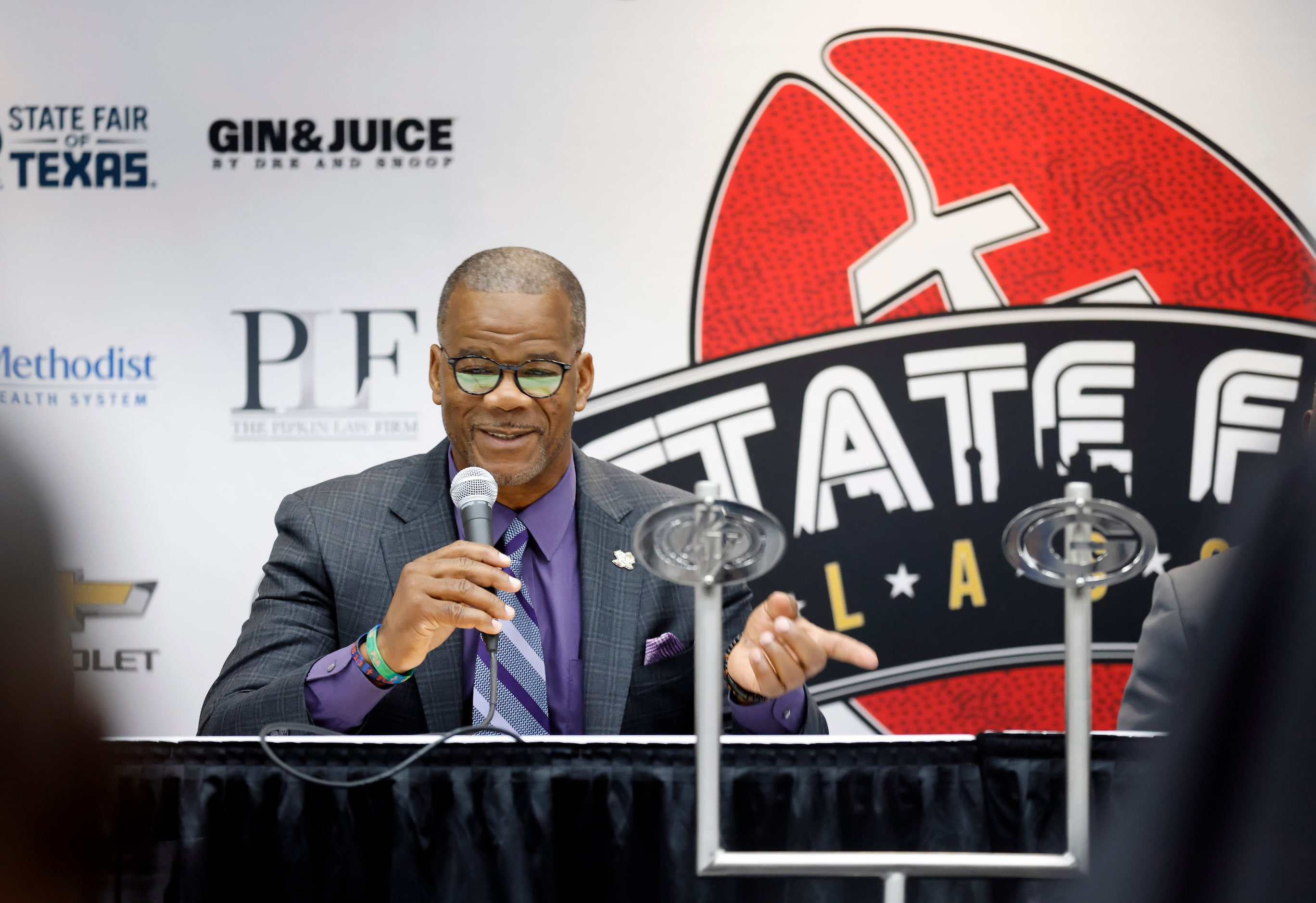 Prairie View A&M University head football coach Bubba McDowell delivered remarks during the...