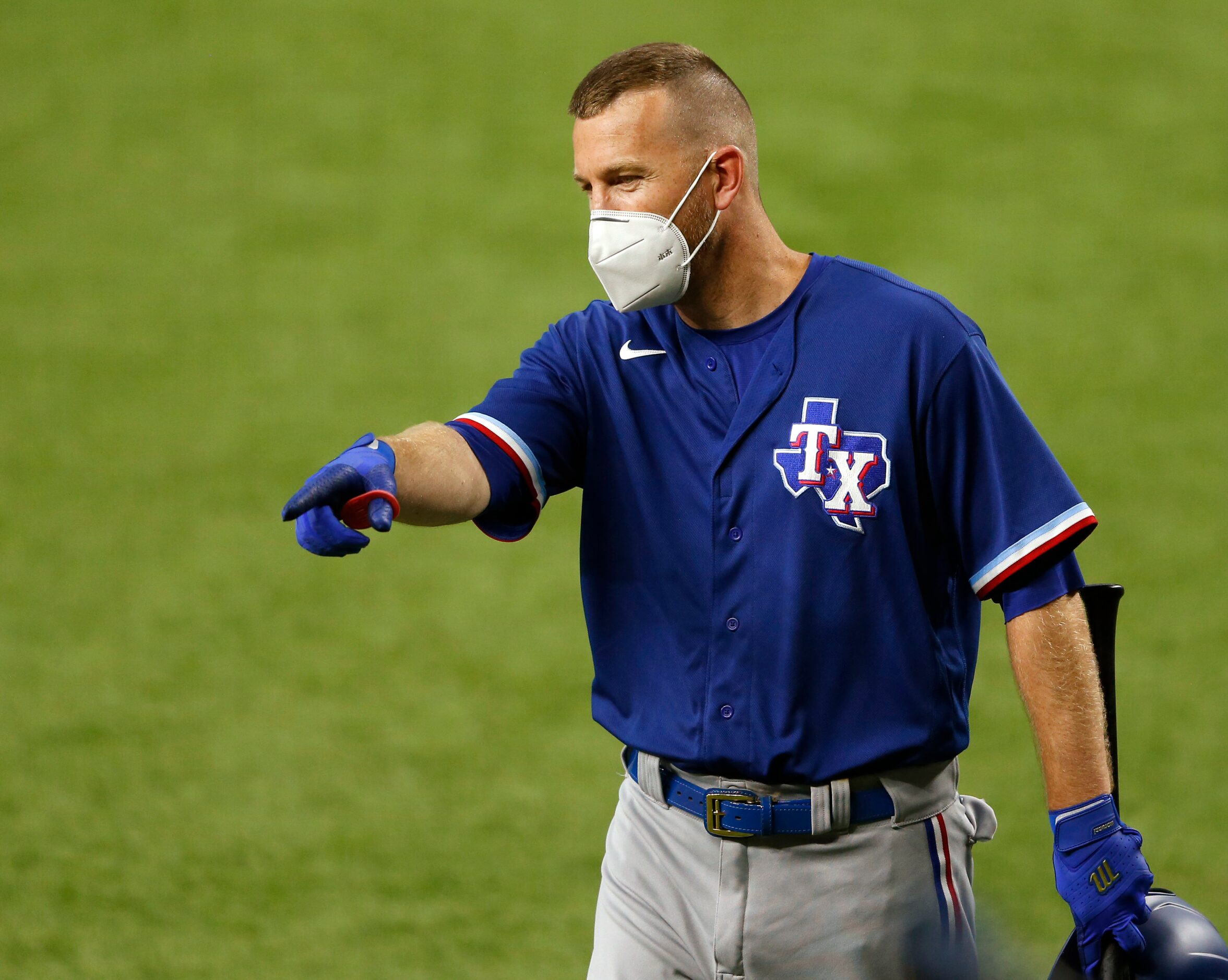 Texas Rangers Todd Frazier (21) points during Texas Rangers 2020 Summer Camp at Globe Life...