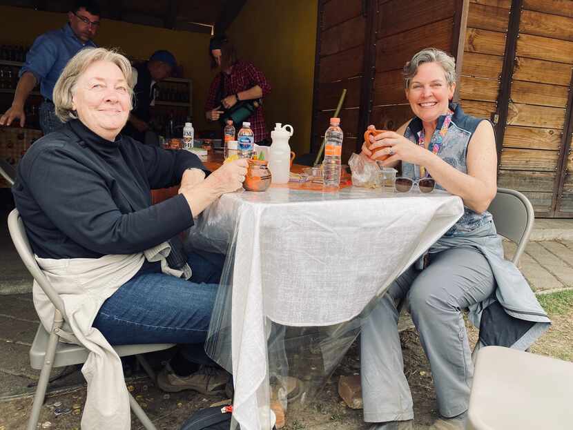 Betsy and her daughter Lisa A. Johnson enjoy lunch in El Rosario, Michoacan, after visiting...