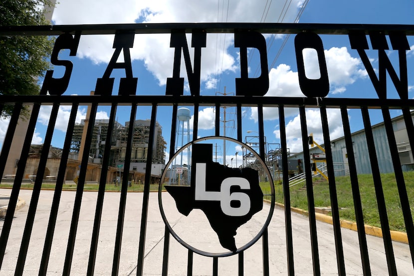 A sign at the former coal-fired Sandow power plant near Rockdale, Texas, on Thursday, June...