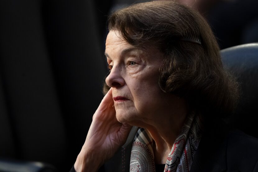 FILE - Sen. Dianne Feinstein, D-Calif., listens as the Senate Judiciary Committee begins...