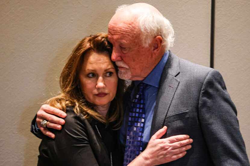 Cliff Harris, former Dallas Cowboys safety, 2020 NFL HOF, holds his wife, Karen Harris,...